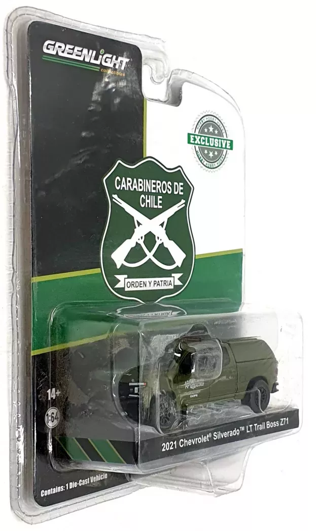 Greenlight Chevrolet Silverado Lt Pick-up Trail Boss Z71 Carabineros De Chile Police 2021 1:64 30318