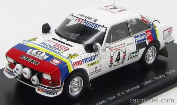 Spark Peugeot 504 Team Esso night Version N 4 Winner Rally Safari 1978 Jean Pierre Nicolas Jean Claude Lefebvre 1:43 S1295