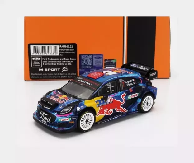 IXO Models Ford Puma Rally1 Red Bull Team M-sport Ford Wrt night Version N 7 Rally Central European 2023 Pierre Louis Loubet Benjamin Veillas 1:43 RAM905.22