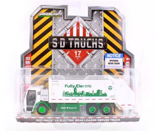 Greenlight Mack Lr Rear Refuse Truck Cassone Ribaltabile 3-assi 2021 Trasporto Rifiuti 1:64 45170C
