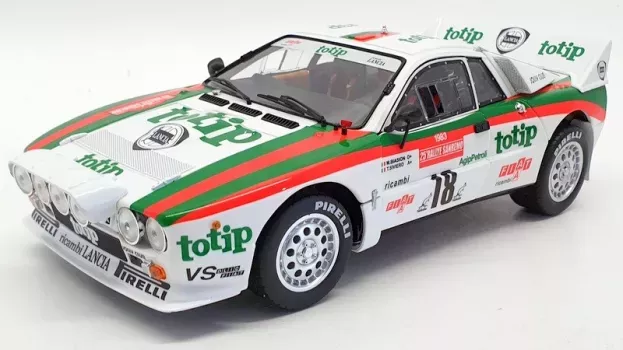 Kyosho Lancia 037 Team Jolly Club Totip night Version N 18 5th Rally Sanremo 1983 M.biasion T.siviero 1:18 08306B