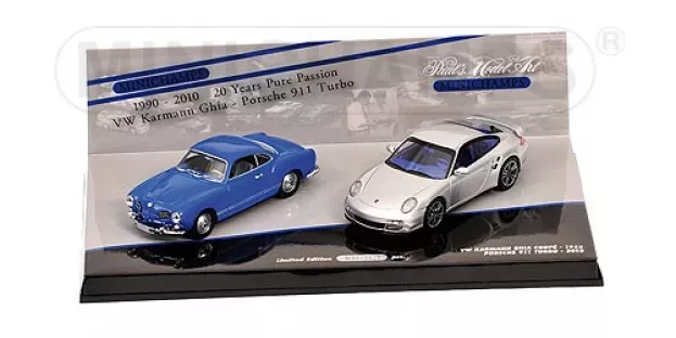 Minichamps Porsche Set 20 Years 1990-2010 911 997-2 Turbo 2010 Volkswagen Karmann Ghia Coupe 1955 1:43 402902010