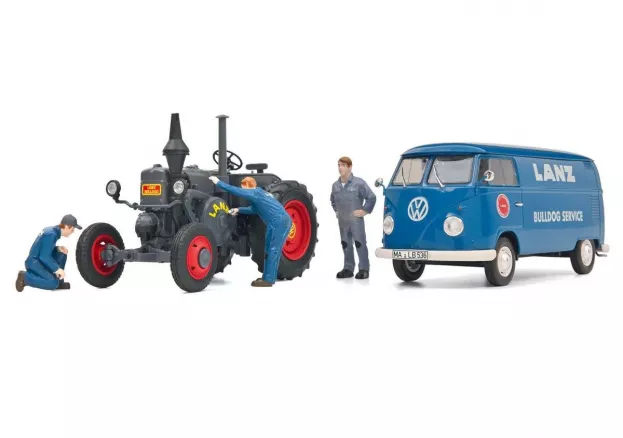 Schuco Volkswagen T1b Van Lanz Assistance + Bulldog Tractor 1956 1:32 450785900
