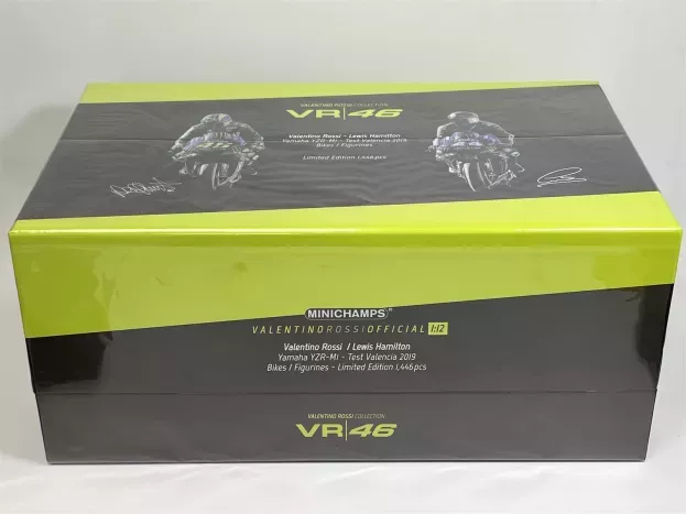 Minichamps Yamaha Set 2x Yzr-m1 Team Movistar Monster Energy N 46 + N 44 Motogp Test Valencia 2019 With Figures Valentino Rossi And Lewis Hamilton 1:12 122194446