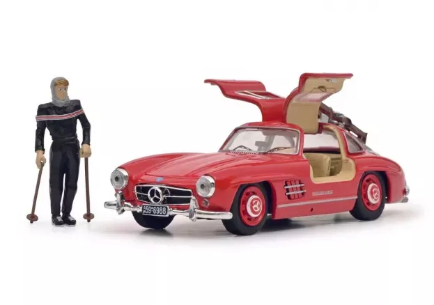 Schuco Mercedes 300sl Coupe Gullwing w198 1954 Con Sci With Figure And Ski 1:43 450376600