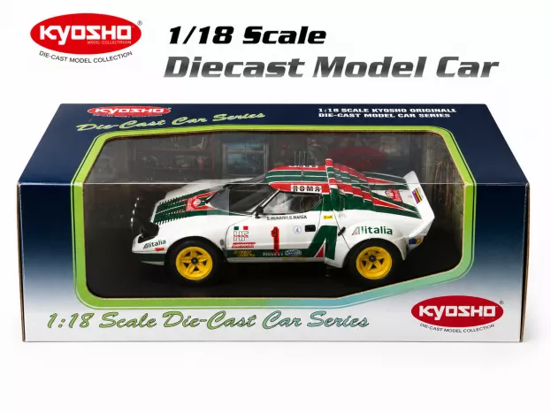 Kyosho Lancia Stratos Hf Alitalia night Version N 1 Winner Rally Montecarlo 1977 Sandro Munari Silvio Maiga 1:18 08132A
