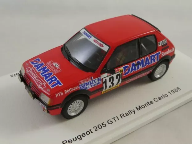 Spark Peugeot 205 1.6 Gti N 132 Rally Montecarlo 1986 Francois Delecour Anne Chantal Pauwels 1:43 S9456