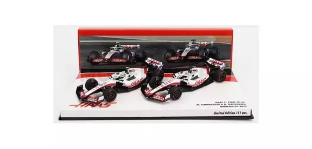 Minichamps Haas F1 Set 2x Vf-22 Team Haas N 20 5th Bahrain Gp 2022 Kevin Magnussen + N 47 Bahrain Gp 2022 Mick Schumacher 1:43 447222047