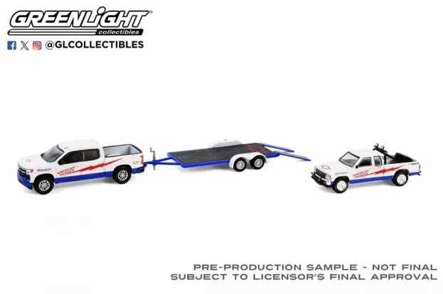 Greenlight Chevrolet Silverado 1500 Pick-up 2023 With Trailer + S-10 Pick-up Baja 1989 1:64 31170C