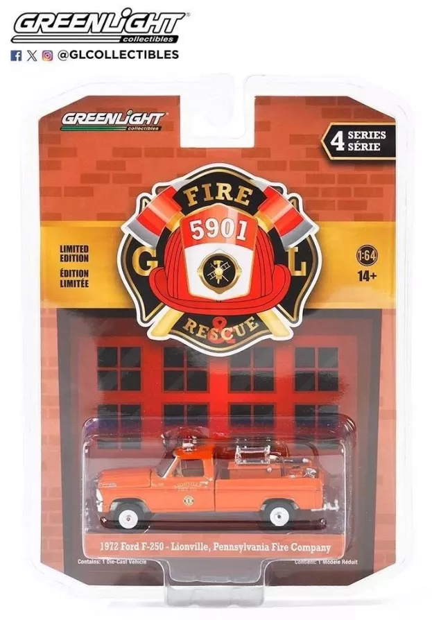 Greenlight Ford F-250 Pick-up Pennsylvania Fire Engine 1972 1:64 67050A