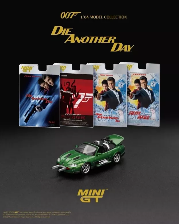 Mini GT Jaguar Xkr Spider Open 2002 James Bond 007 Die Another Day La Morte Puo' Attendere English Blister Packaging 1:64 MGT00908-007E