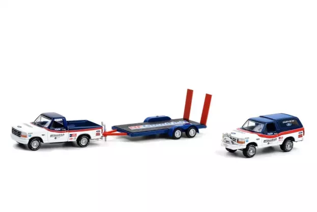 Greenlight Ford F-150 Pick-up 1992 + Bronco 1992 Bfgoodrich With Trailer 1:64 31110A