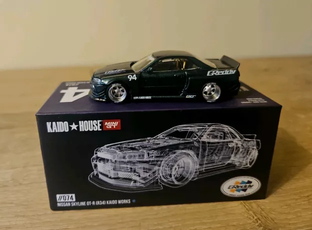 Mini-GT Nissan Skyline Gt-r r34 N 94 Kaido Works Greddy V1 Coupe 2007 1:64 KHMG074