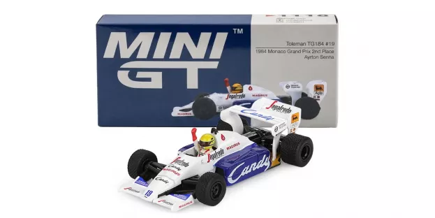 Mini GT Toleman F1 Tg184 Hart Turbo N 19 2nd Monaco Gp 1984 Ayrton Senna 1:64 MGT01118-L