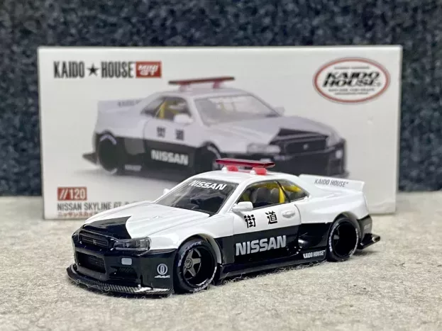 Mini-GT Nissan Skyline Gt-r r34 Kaido Works V2 Aero Patrol Police 2007 1:64 KHMG120