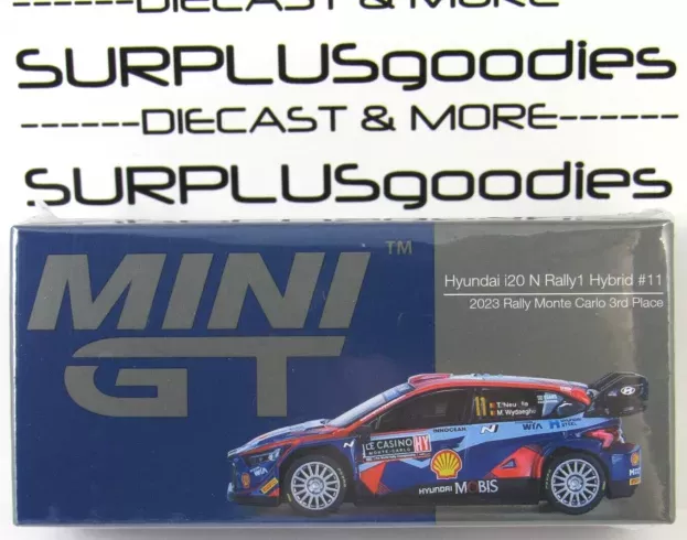 Mini-GT Hyundai I20 N Rally1 Team Shell Mobis Wrt N 11 3rd Rally Montecarlo 2023 Thierry Neuville Martijn Wydaeghe 1:64 MGT00710-L
