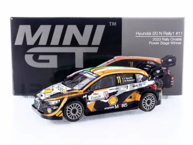 Mini GT Hyundai I20 N Rally1 Team Shell Mobis Wrt N 11 Winner Rally Croatia 2023 Thierry Neuville Martijn Wydaeghe 1:64 MGT00972-L
