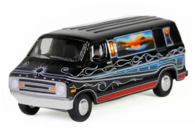 Greenlight Dodge B-100 Van Mountain Sunrise Decoration 1977 1:64 30475