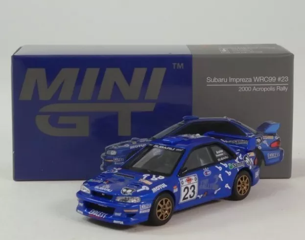 Mini GT Subaru Impreza Wrc99 Team Spike N 23 4th Rally Acropolis 2000 Toshihiro Arai Roger Freeman 1:64 MGT01078-L