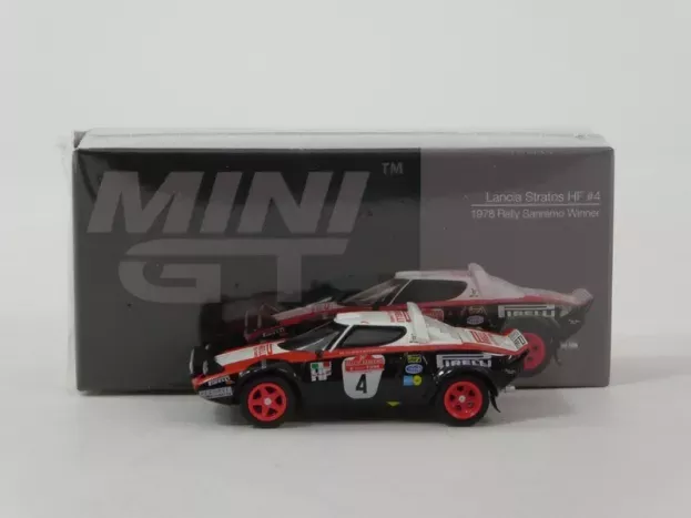Mini GT Lancia Stratos Hf Team Lancia Pirelli night Version N 4 Winner Rally Sanremo 1978 Markku Alen Ikka Kivimaki 1:64 MGT01084-L
