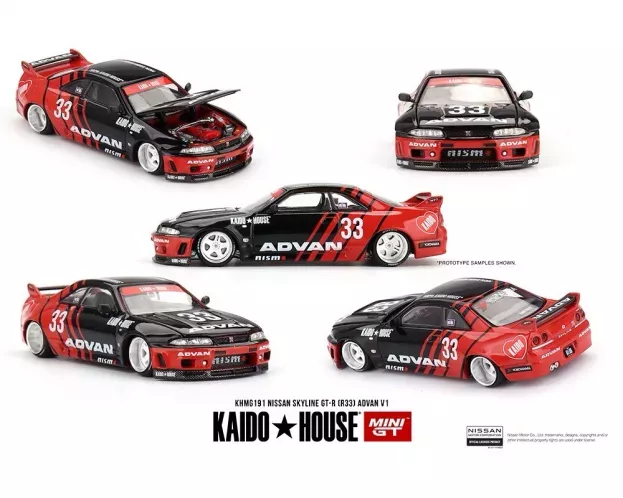 Mini GT Nissan Skyline Gt-r r33 N 33 Kaido Works Advan 1995 1:64 KHMG191