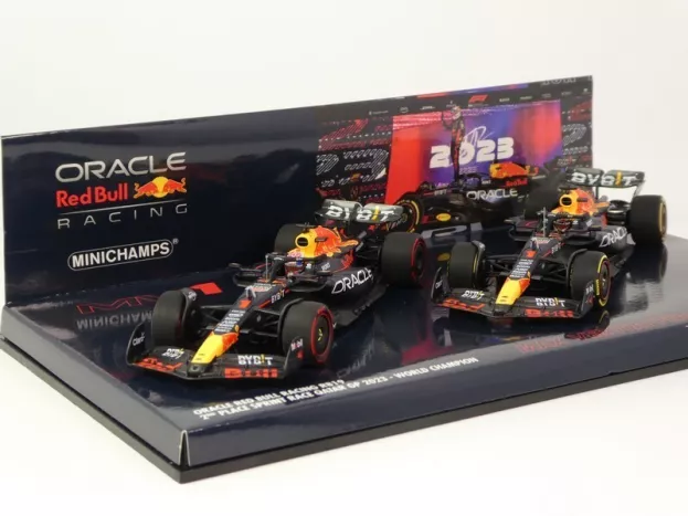 Minichamps Red Bull Set 2x F1 Rb19 Team Oracle Red Bull Racing N 1 World Champion 2nd Sprint Race + Winner Qatar Gp 2023 Max Verstappen 1:43 412231801