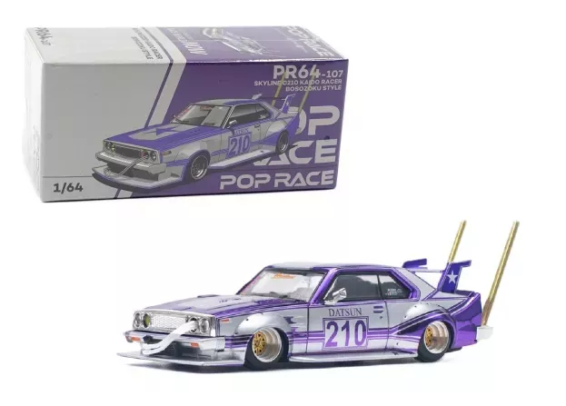 Pop Race Nissan Skyline C210 Kaido Racer N 210 Bosozoku Stile 1977 1:64 PR640107