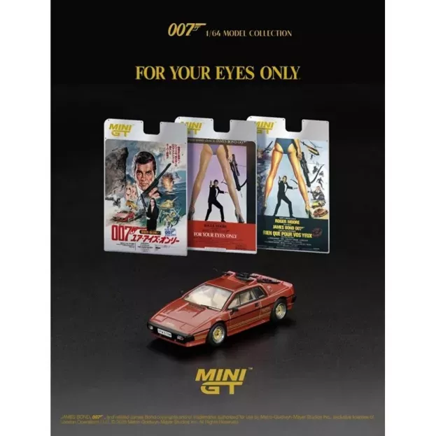 Mini GT Lotus Esprit Turbo Con Sci With Ski 1981 007 James Bond For Your Eyes Only Solo Per I Tuoi Occhi English Blister Packaging 1:64 MGT00912-007E