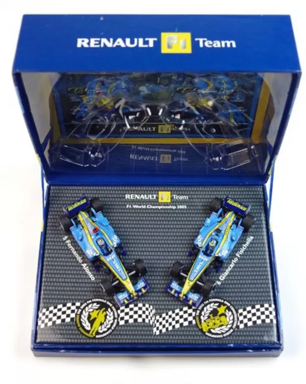 Minichamps Renault Promo Set 2x F1 R25 Team F. Alonso World Champion 2005 + G. Fisichella 1:43 7711419253