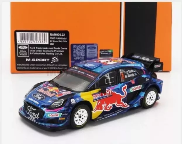 IXO Models Ford Puma Rally1 Red Bull Team M-sport Ford Wrt N 8 Winner Rally Chile 2023 Ott Tanak Martin Jarveoja 1:43 RAM906.22