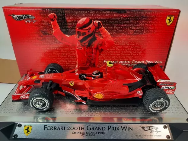 Hot Wheels Ferrari F1 F2007 N 6 Winner Gp China 07-10-2007 ferrari 200th Gp Winner Kimi Raikkonen World Champion 1:18 L8782