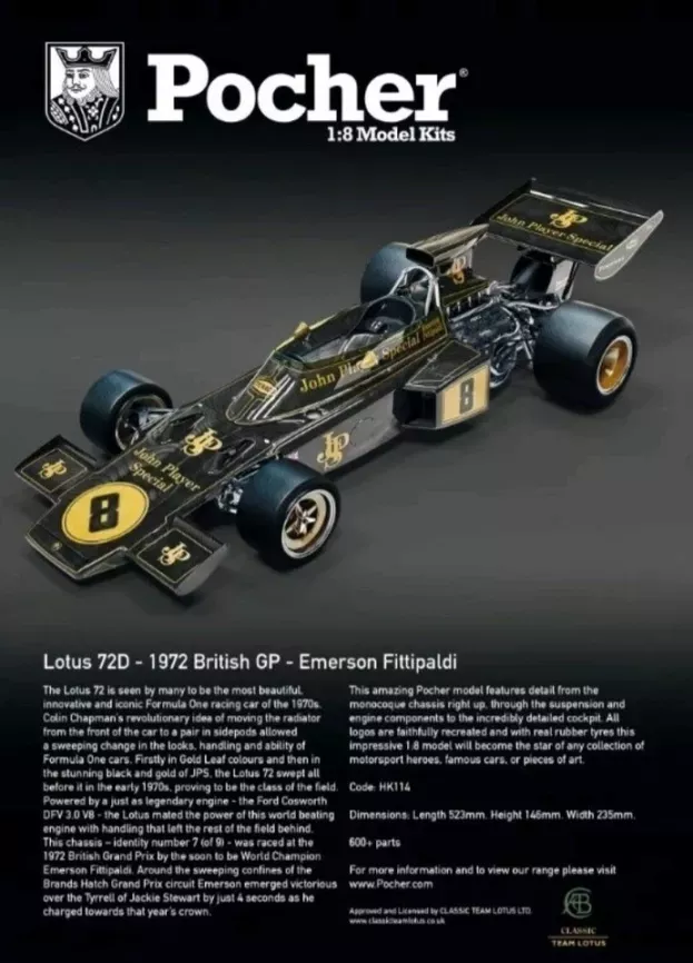 Pocher Lotus F1 72d Ford Jps N 32 World Champion Winner British Gp 1972 Emerson Fittipaldi 1:8 HK114