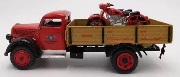Schuco Opel Blitz S3t Truck 1944 With 2x Motorcycle Horex Regina 1:43 3055
