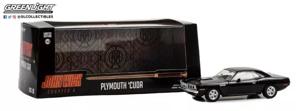 Greenlight Plymouth Cuda Coupe 1971 John Wick Chapter 4 Movie 2023 1:43 86641