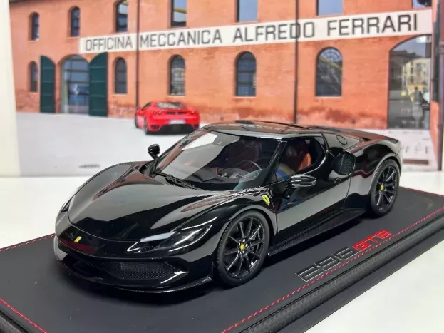 BBR Ferrari 296 Gtb Black 1250 With Display Case 1:18 P18210E1