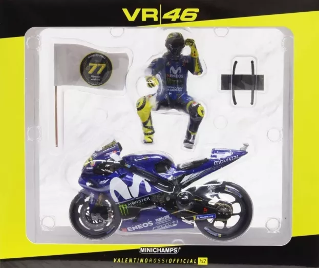 Minichamps Yamaha Yzr-m1 Team Movistar N 46 Catalunyia Motogp With Flag And Figure 2018 Valentino Rossi 1:12 122183246