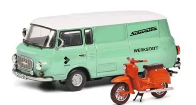 Schuco Barkas B1000 Van 1965 + Schwalbe Kr51 1 1968 1:43 450365400