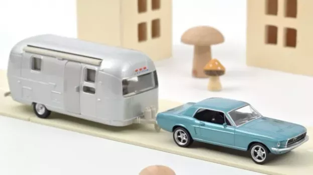Norev Ford Mustang Coupe 1968 With Airstream Caravan Roulotte 1:43 270582