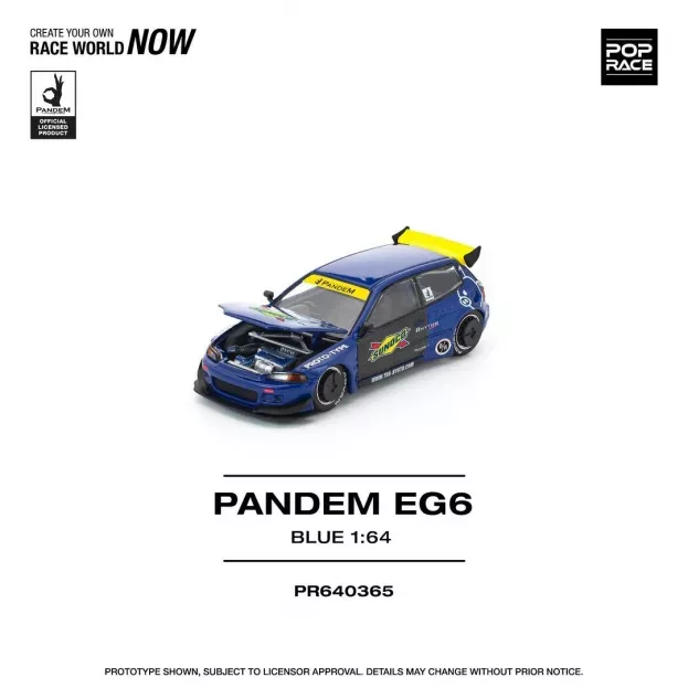 Pop Race Honda Civic Eg6 Pandem Sunoco 1991 1:64 PR640365