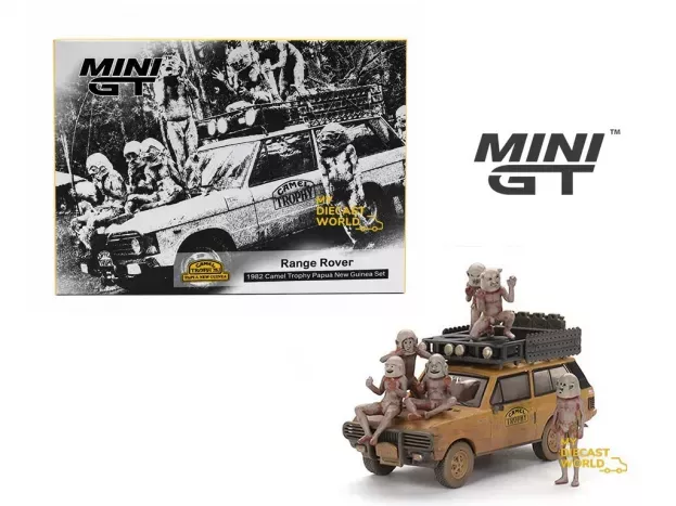 Mini-GT Land Rover Set 2x Range Rover N 0 Rally Camel Trophy Papua New Guinea 1982 With Figures 1:64 MGTS0006