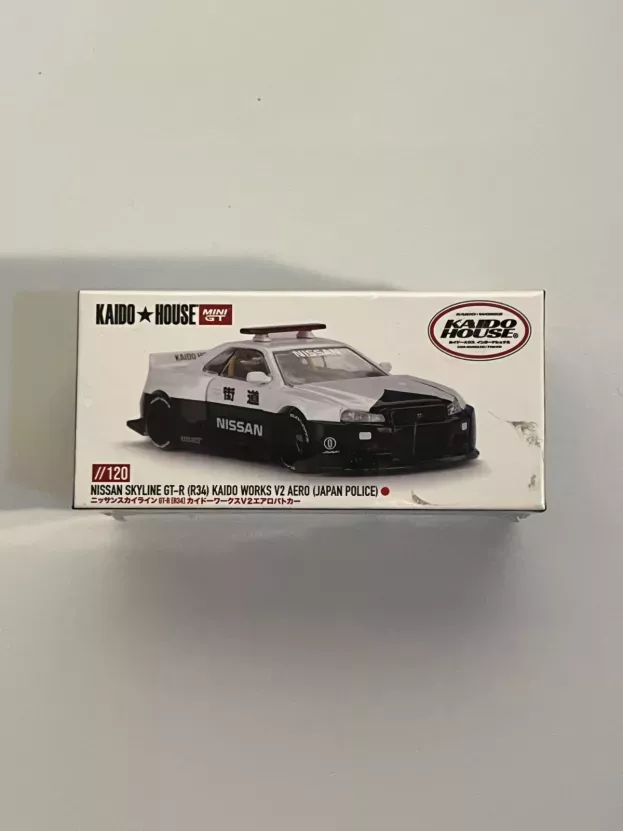 Mini-GT Nissan Skyline Gt-r r34 Kaido Works V2 Aero Patrol Police 2007 1:64 KHMG120