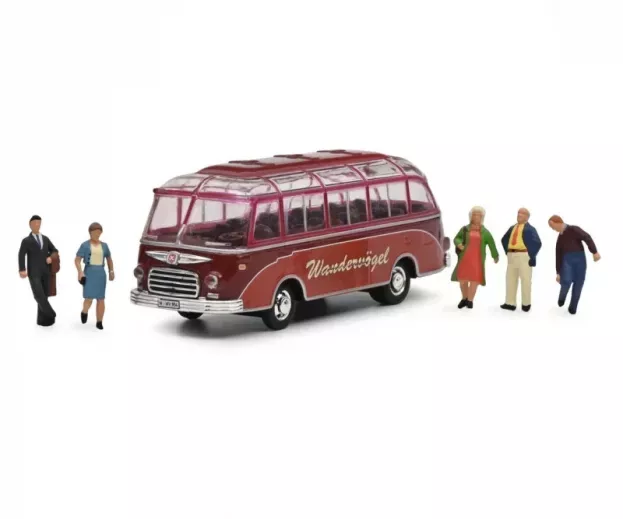 Schuco Setra S6 Autobus Wandervogel With 5x Figures 1955 1:87 452669200