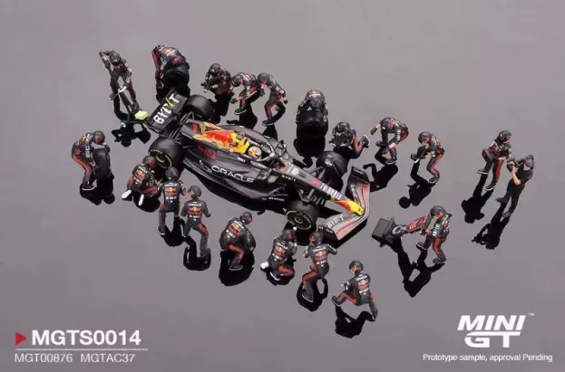 Mini GT Red Bull F1 Diorama Pit Stop Rb19 Team Oracle Red Bull Racing N 1 World Champion Winner Japan Gp 2023 Max Verstappen With Crew Figures 1:64 MGTS0014