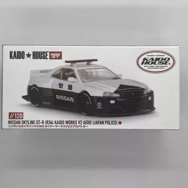 Mini-GT Nissan Skyline Gt-r r34 Kaido Works V2 Aero Patrol Police 2007 1:64 KHMG120