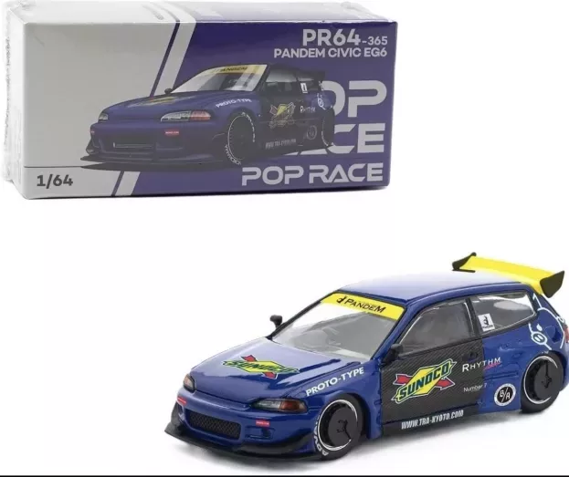 Pop Race Honda Civic Eg6 Pandem Sunoco 1991 1:64 PR640365