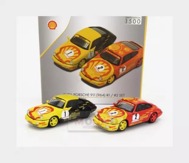 Spark Porsche Set 2x 911 964 N 1 Carrera Cup Shell Pirelli 1991 W.kaufmann + N 2 Carrera Cup Shell Trophy 1991 1:64 YCOMBO64002