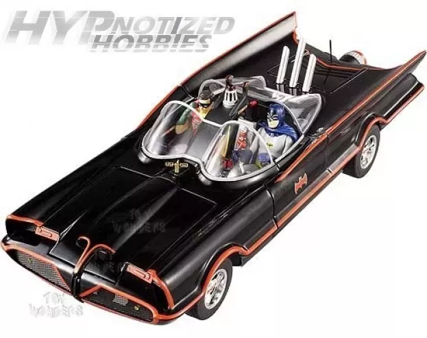 Hot Wheels Batman Batmobile 1966 Classic Tv Series With Figures Batman And Robin 1:18 BCJ95