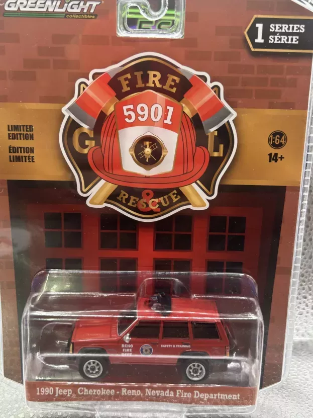 Greenlight Jeep Cherokee Reno Nevada Fire Engine Department 1990 1:64 67010D