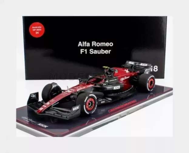 NZG Alfa Romeo F1 C43 Team Stake N 24 Australian Gp 2023 Zhou Guanyu Con Vetrina With Showcase 1:18 1080 01