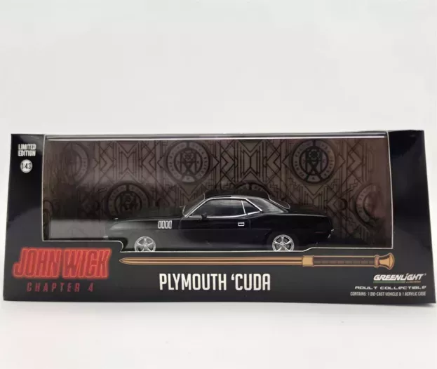 Greenlight Plymouth Cuda Coupe 1971 John Wick Chapter 4 Movie 2023 1:43 86641